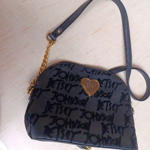 Betsey Johnson Black Heart Crossbody Purse Bag